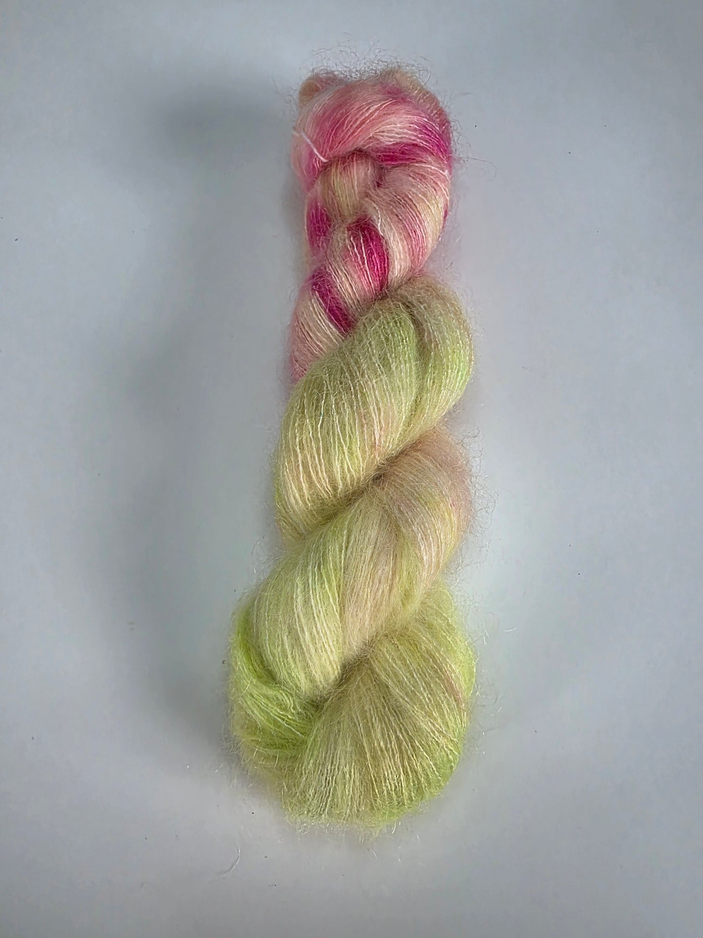 Mohair et Soie "Pistache Framboise"
