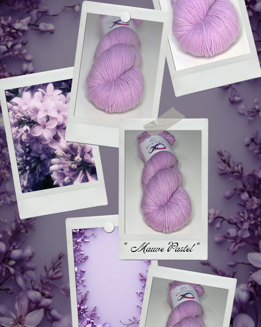 laine à chaussette fingering mérinos nylon teinte à la main couleur mauve pastel