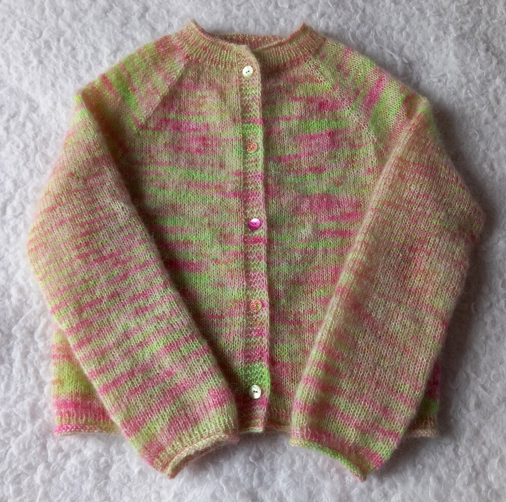 Mohair et Soie "Pistache Framboise"